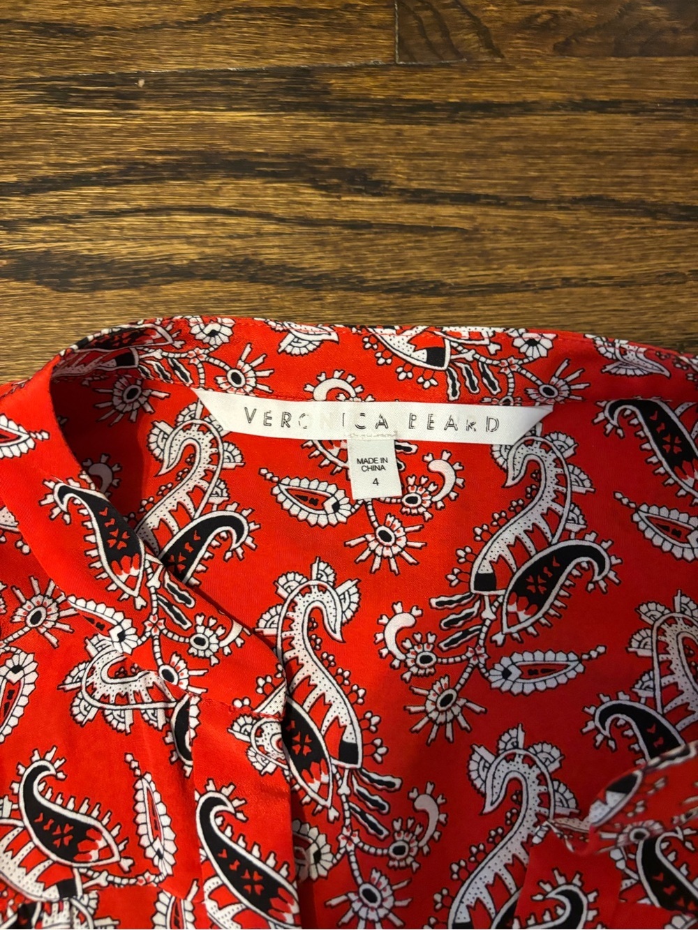 Veronica Beard Silk Red Business Casual Office Corporate Blouse 4 - Picture 2 of 4